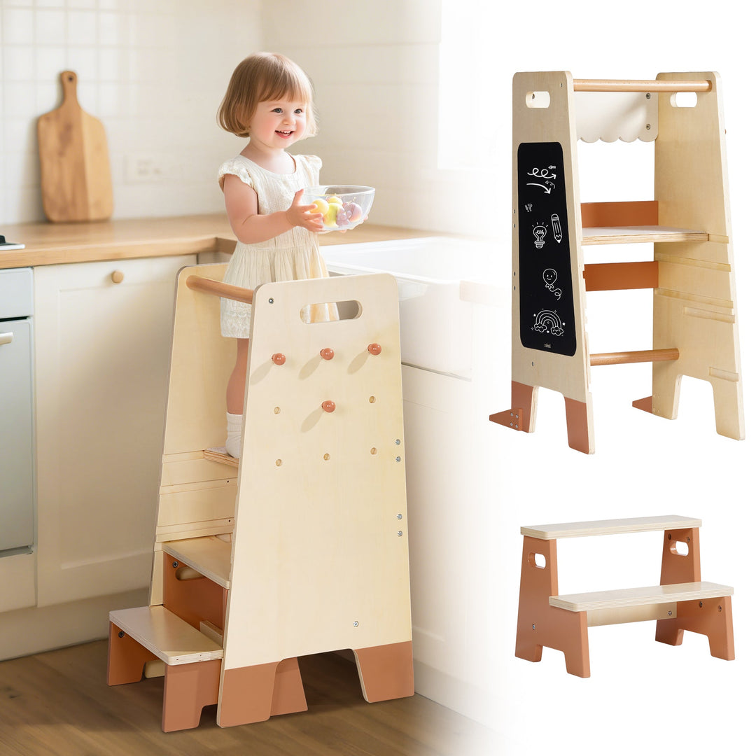 Robud WF011 Standing Tower with Step Stool Set (Brown)