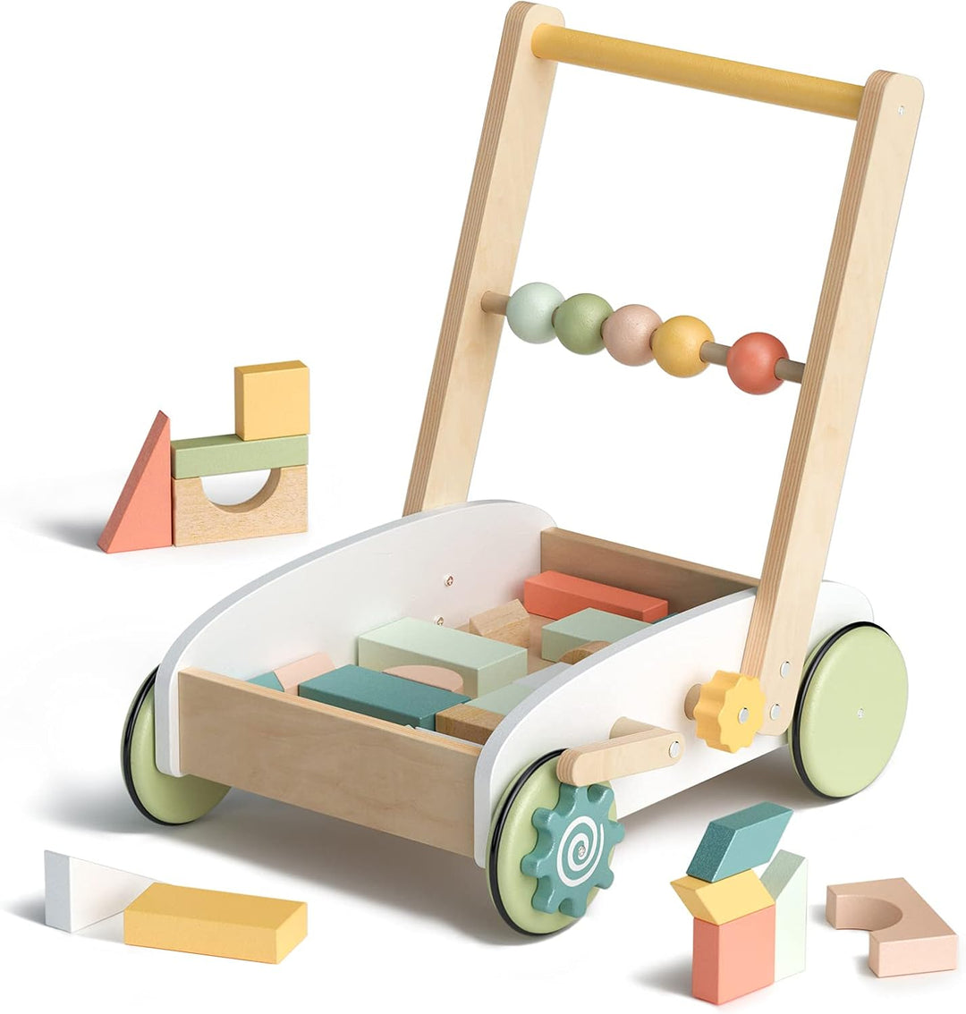 Robud WG189 Wooden Push Walker with Blocks