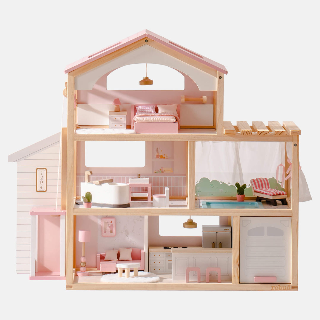 Robud WDH16 Florida Wooden Doll House (Pink)
