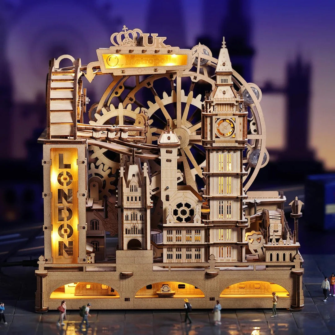 ROKR Marble Travel London EGB01 3D-puzzel van hout voor volwassenen, marmeren racemodelbouwset met LED London Eye Big Ben Tower Bridge - knutselsets voor kantoordecoratie thuis ROKR Marble Travel London EGB01 3D-puzzel van hout voor volwassenen, marmeren racemodelbouwset met LED London Eye Big Ben Tower Bridge - knutselsets voor kantoordecoratie thuis
